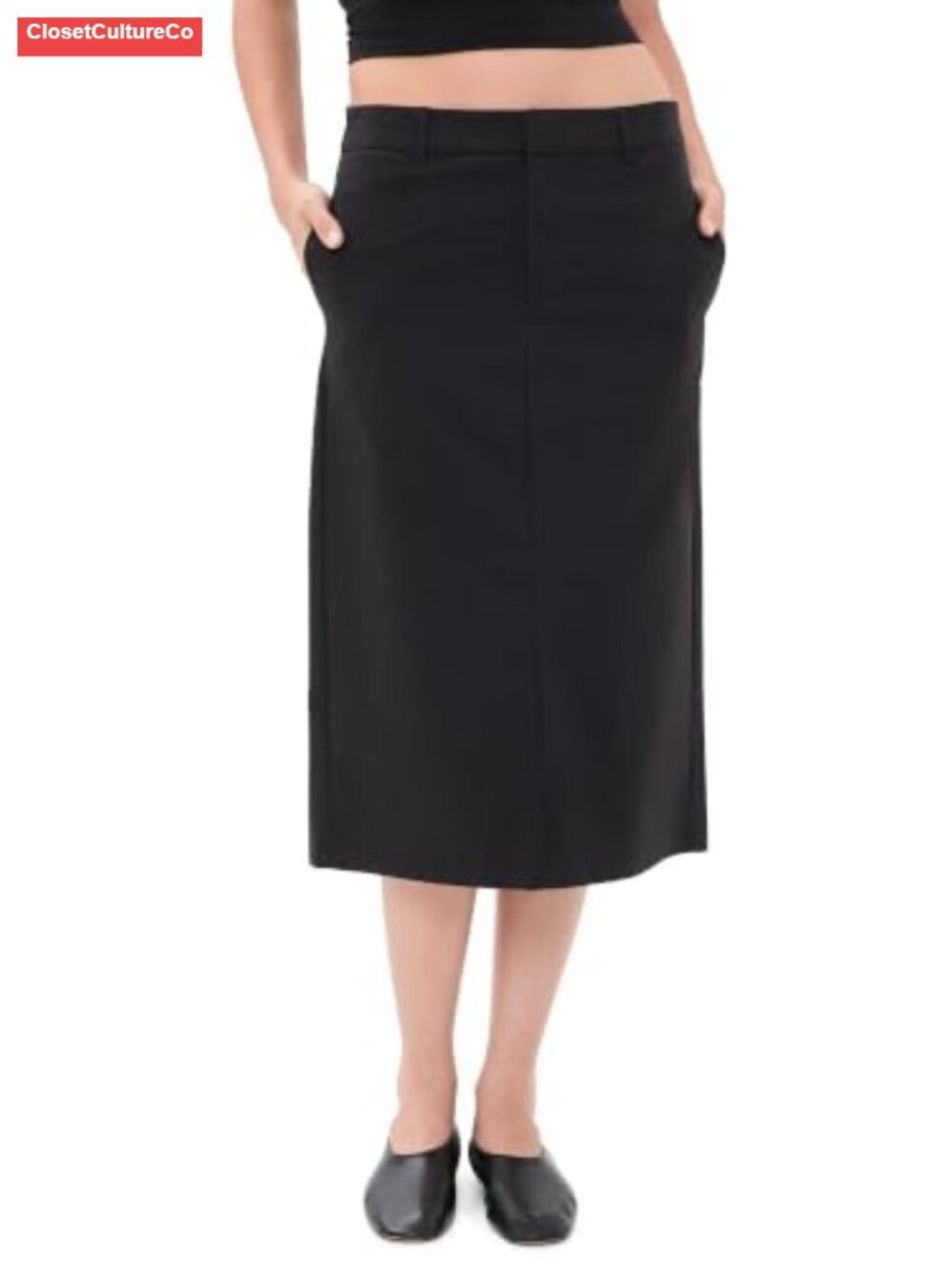 Lioness Women's Famiglia Midi Skirt Cotton Poplin Straight Slit Casual